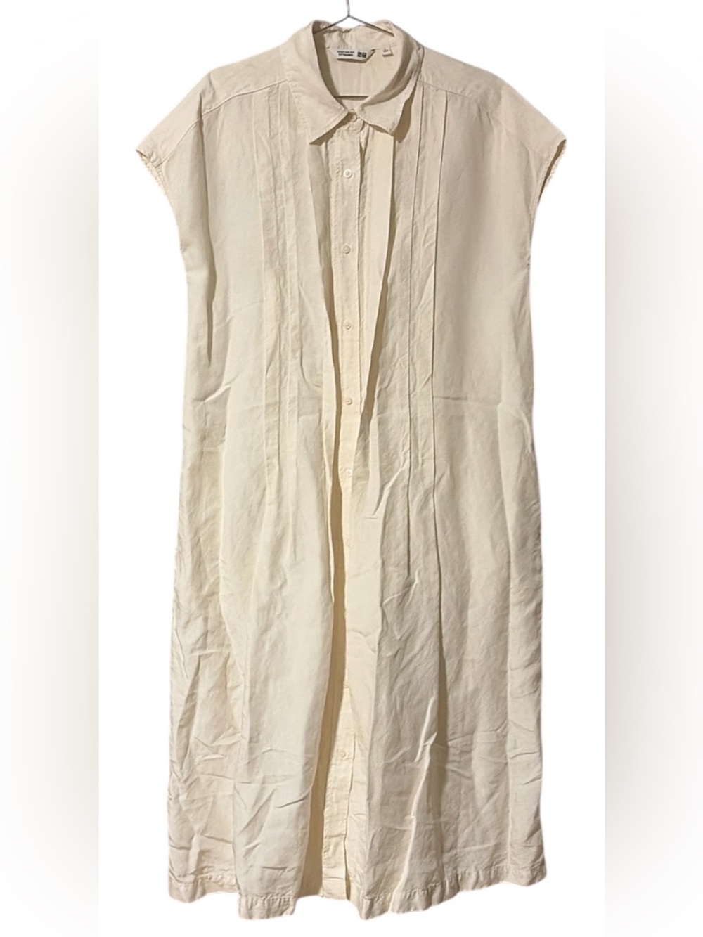 Uniqlo x Comptoir des Cotonniers Linen Blend Pintuck Sleeveless Dress - Cream